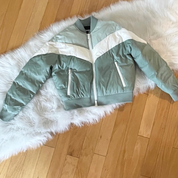 All Access Retro Color Block Quilted Shell Down Bomber Moto Jacket Size XS - Picture 8 of 12